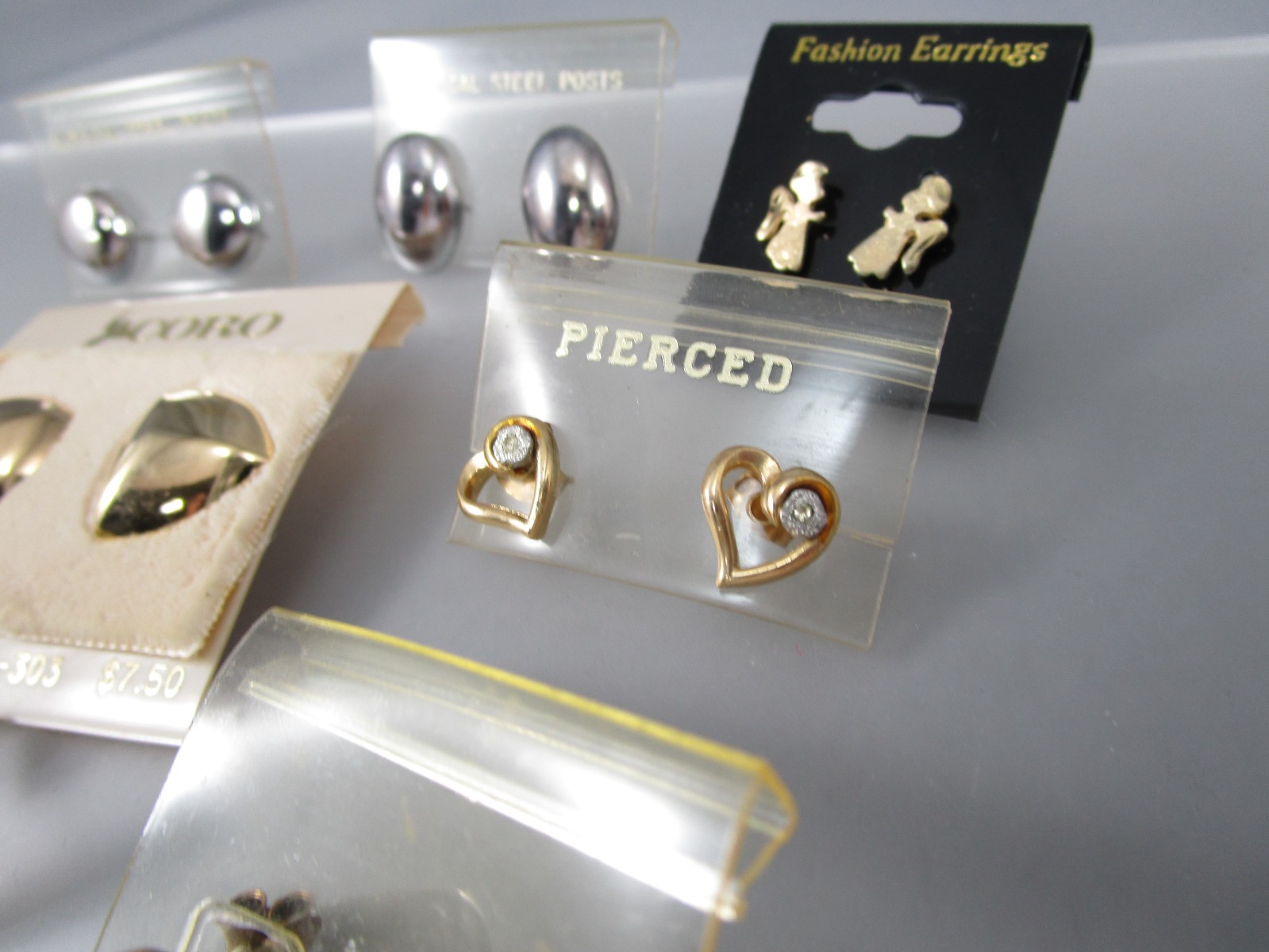 Vtg Mod Retro Silver &Gold Tone Multi Styles LOT 10 Post Pierced Earrings 173N