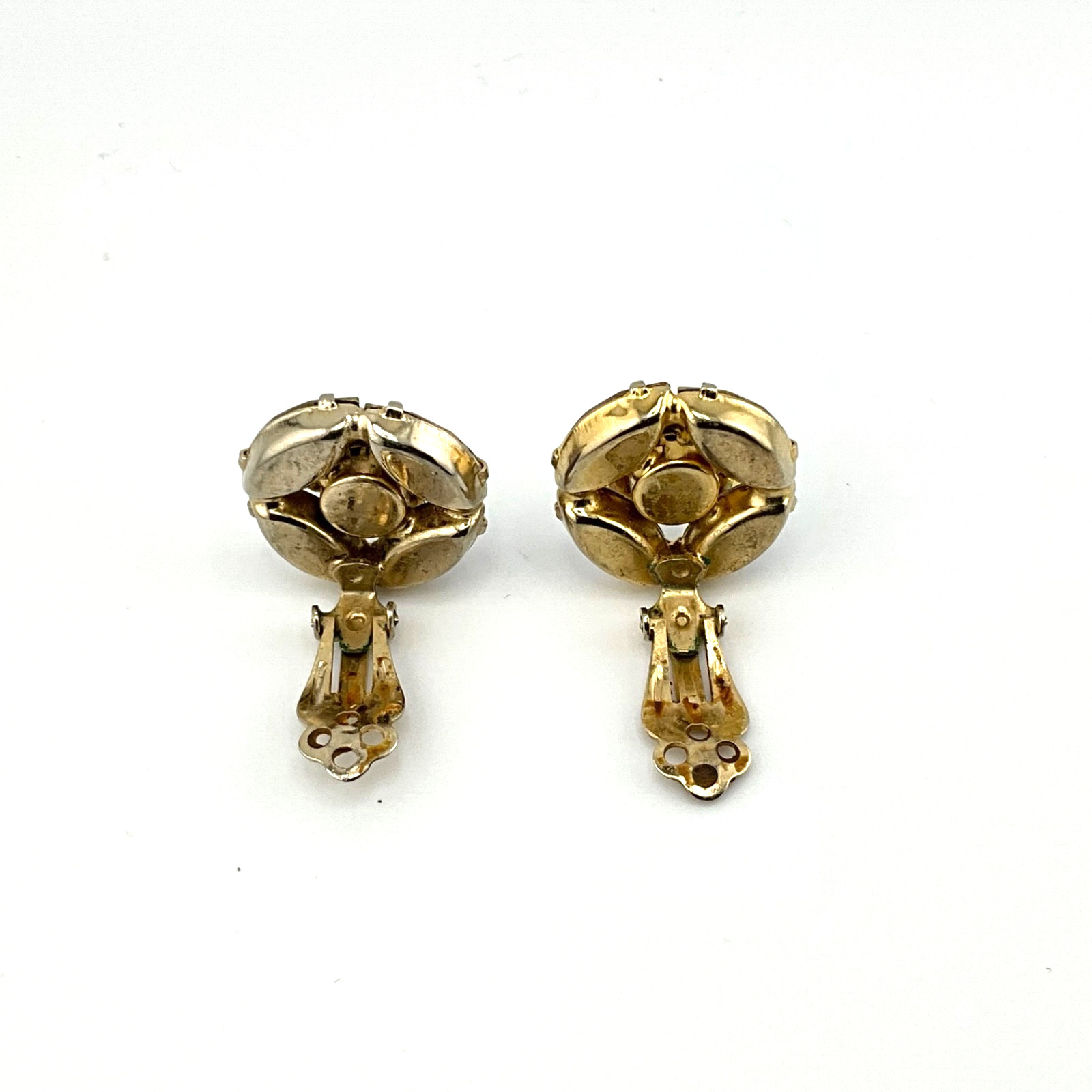 Vintage Aurora Borealis Crystal Earrings Mid Century Hollywood Regency Glam