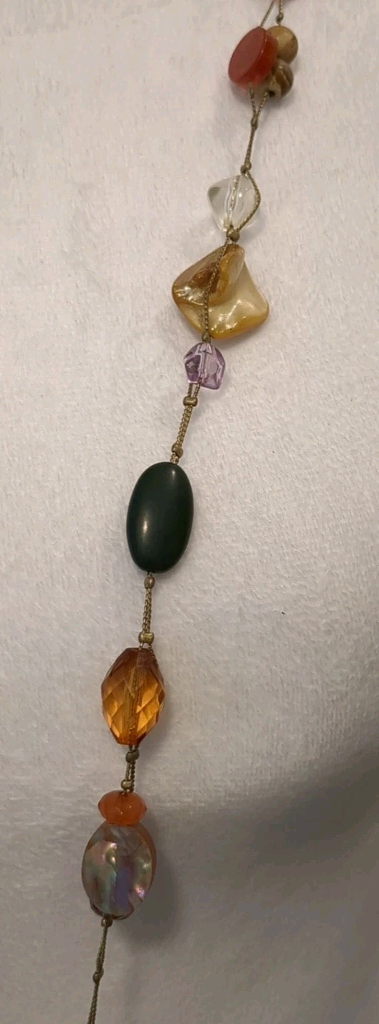 VTG Lia Sophia Bohemian Semi Precious & Glass Bead Necklace 38″ Long 0636