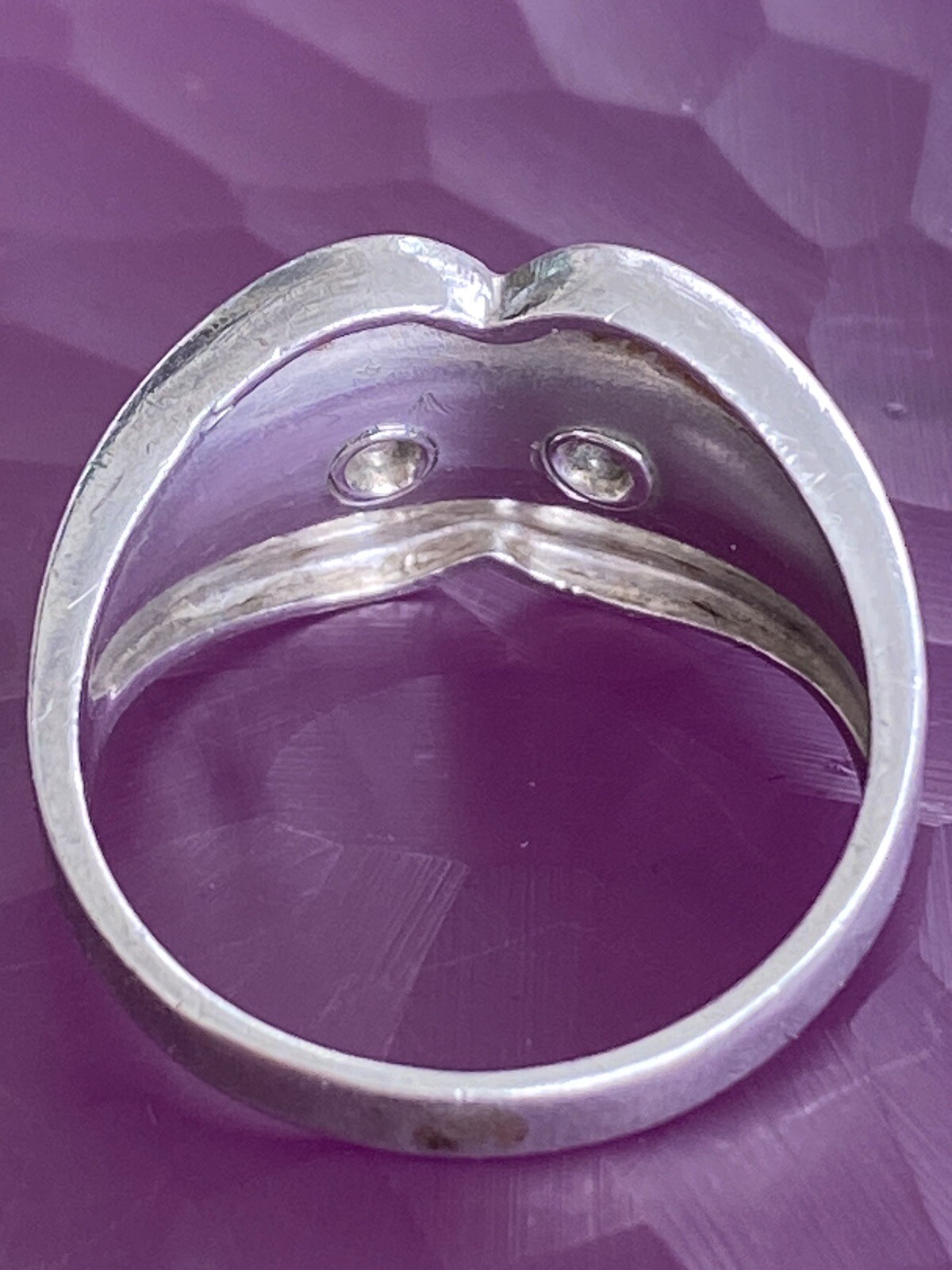 Sterling Silver Ring UNCAS Concave Purple Blue Gemstone Size 6.75 – 4.5g Vintage