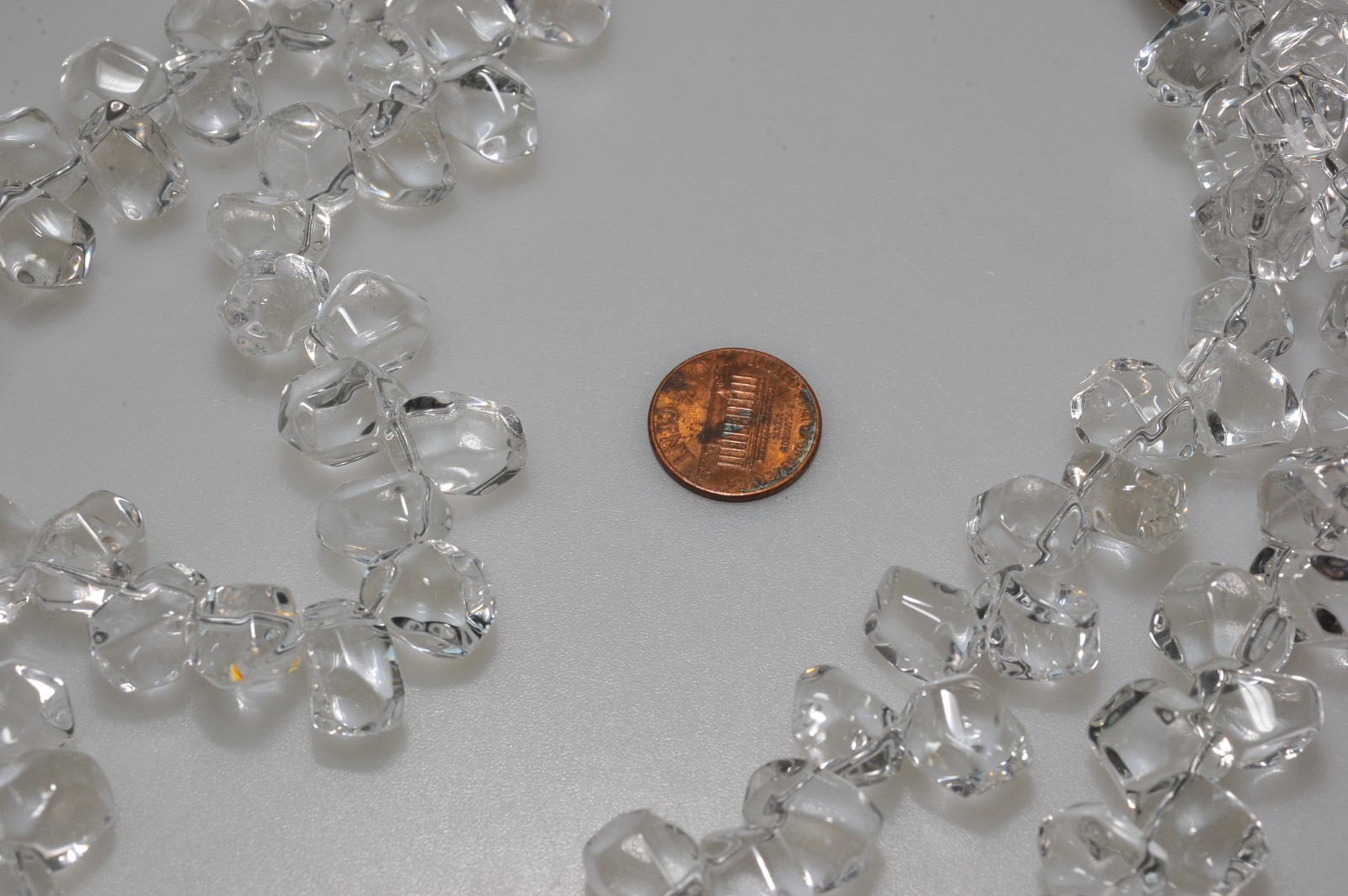 VTG clear rock quartz crystal tumbled polished sterling clasp necklace 258 Grams