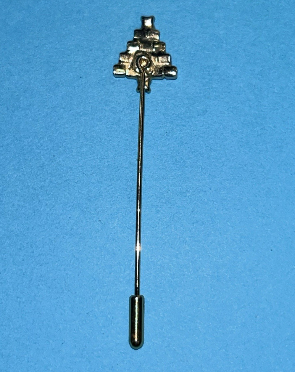 Christmas Tree Stick Pin, Prong Clamped Rhinestones, 2.75″ long, Holidays
