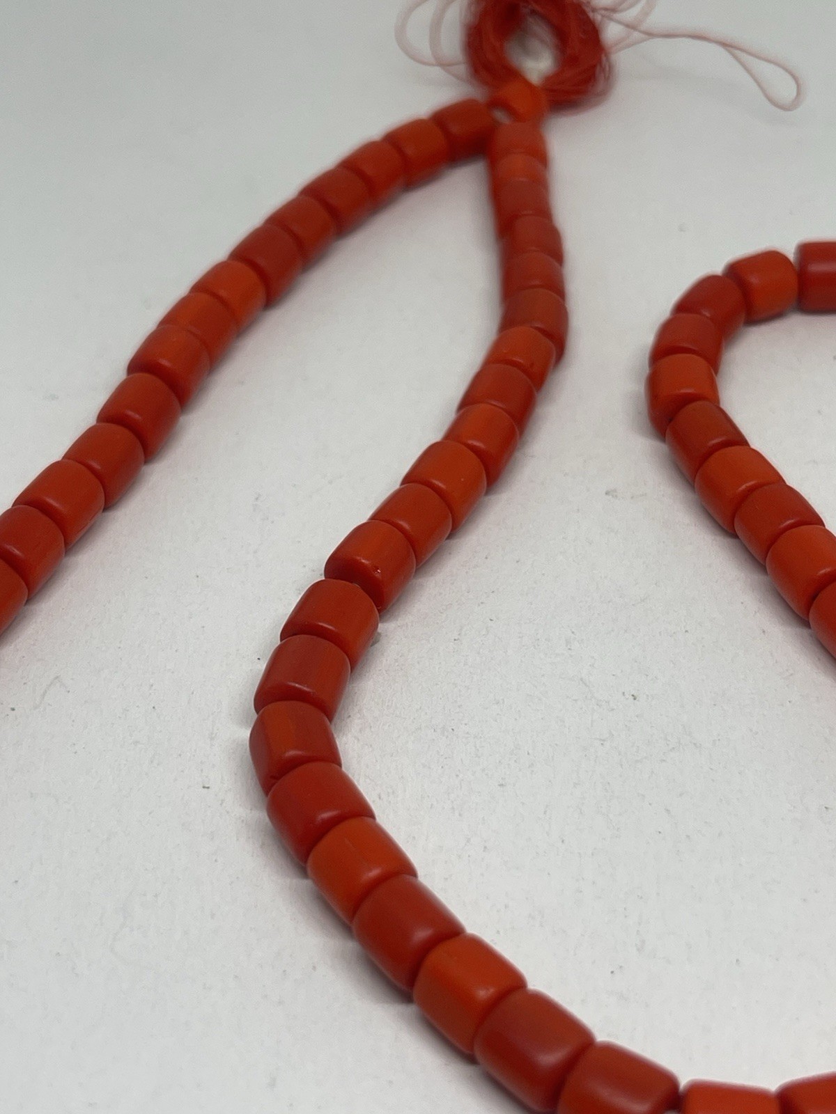 Antique Old Orange Red Ox Blood Coral Beads Mala Necklace 26” Japa Beads Nature