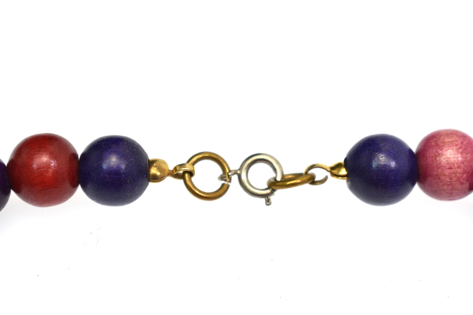 Vintage Red purple and blue wooden beaded necklace