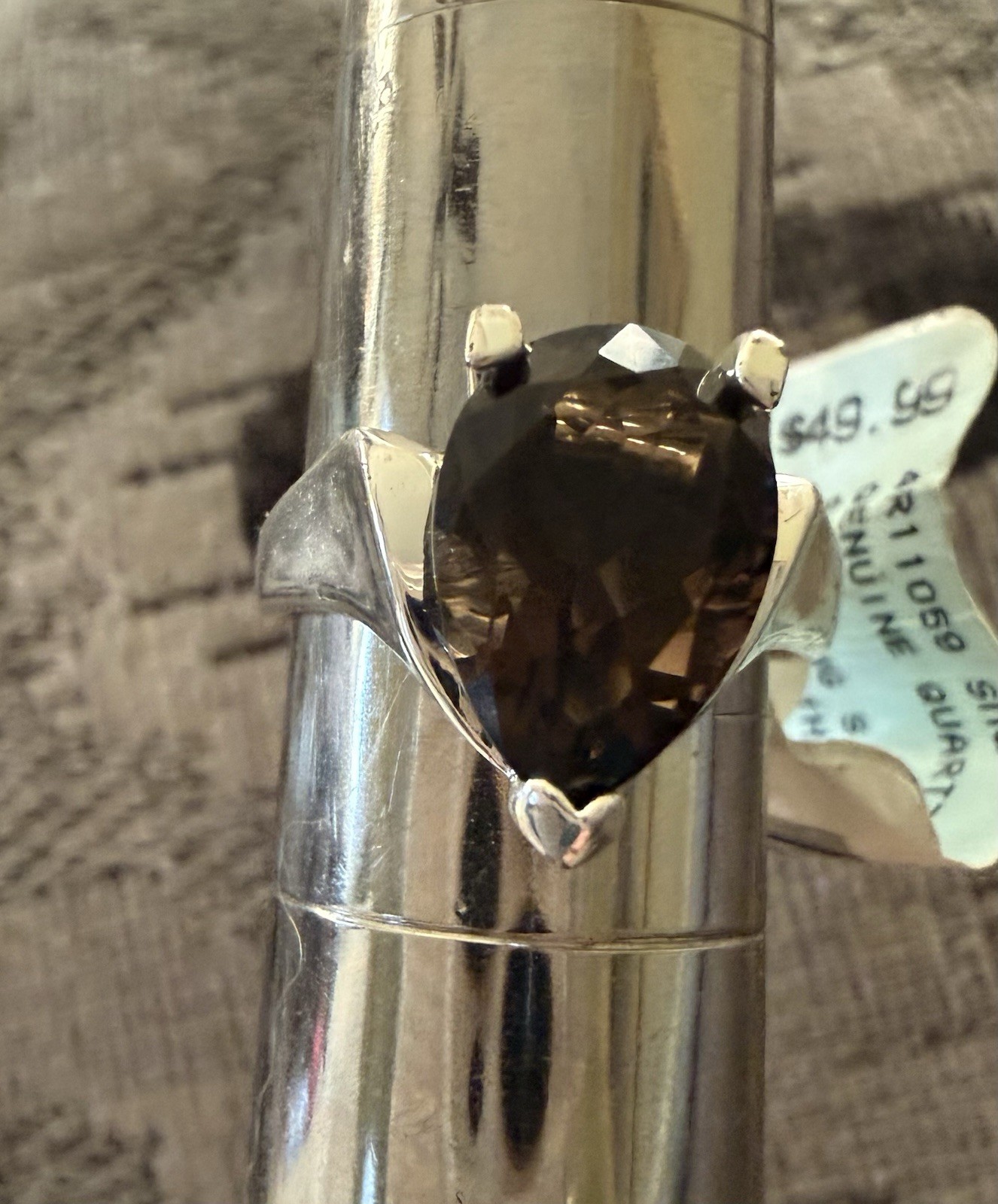 Vintage QVC HSN ? Genuine Smoky Quartz Sterling Silver Cocktail Ring Sz 8