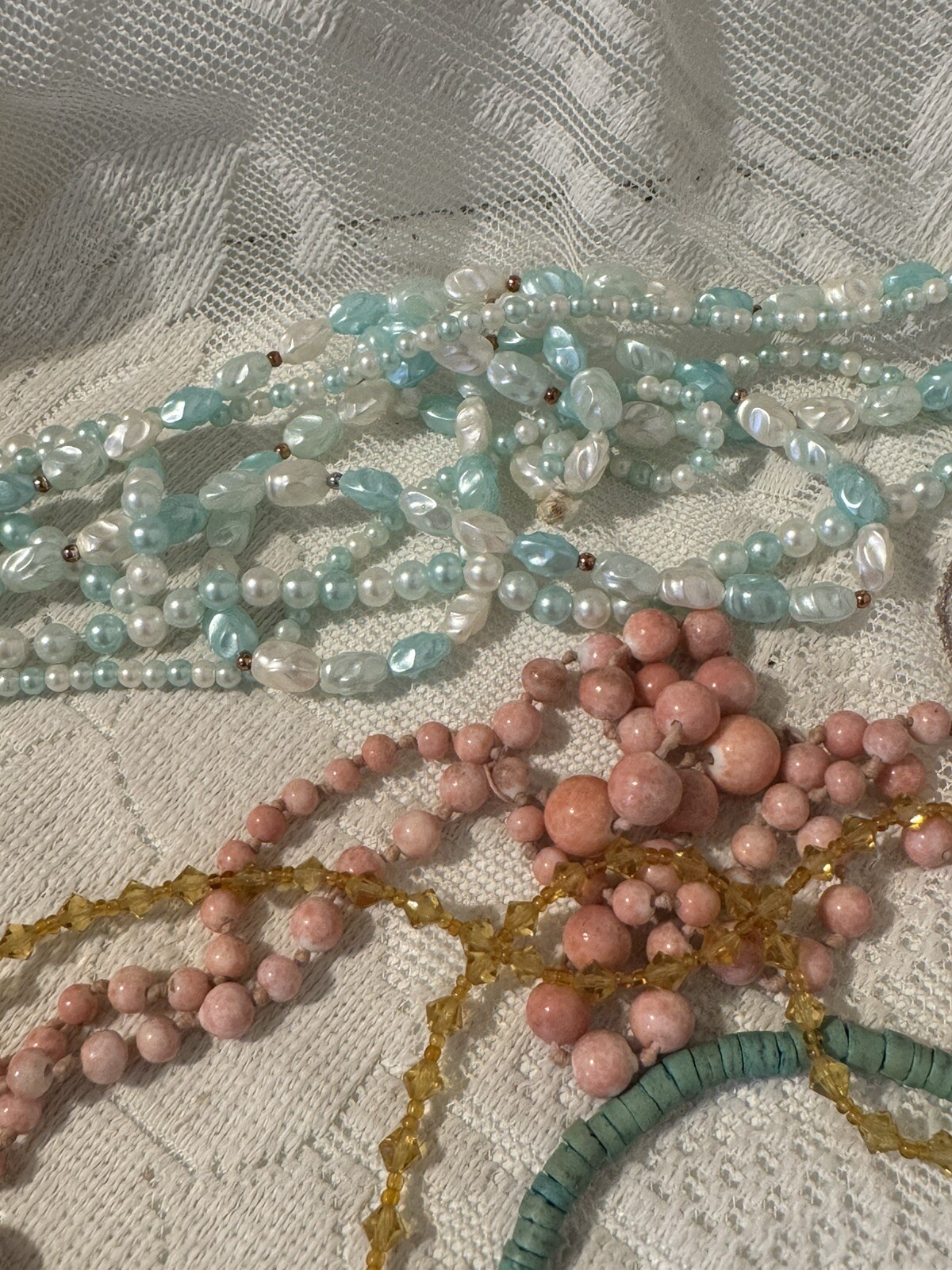 Vtg Junk Jewelry Lot- Most Wearable Beads, Shells, Different Beaded Materials
