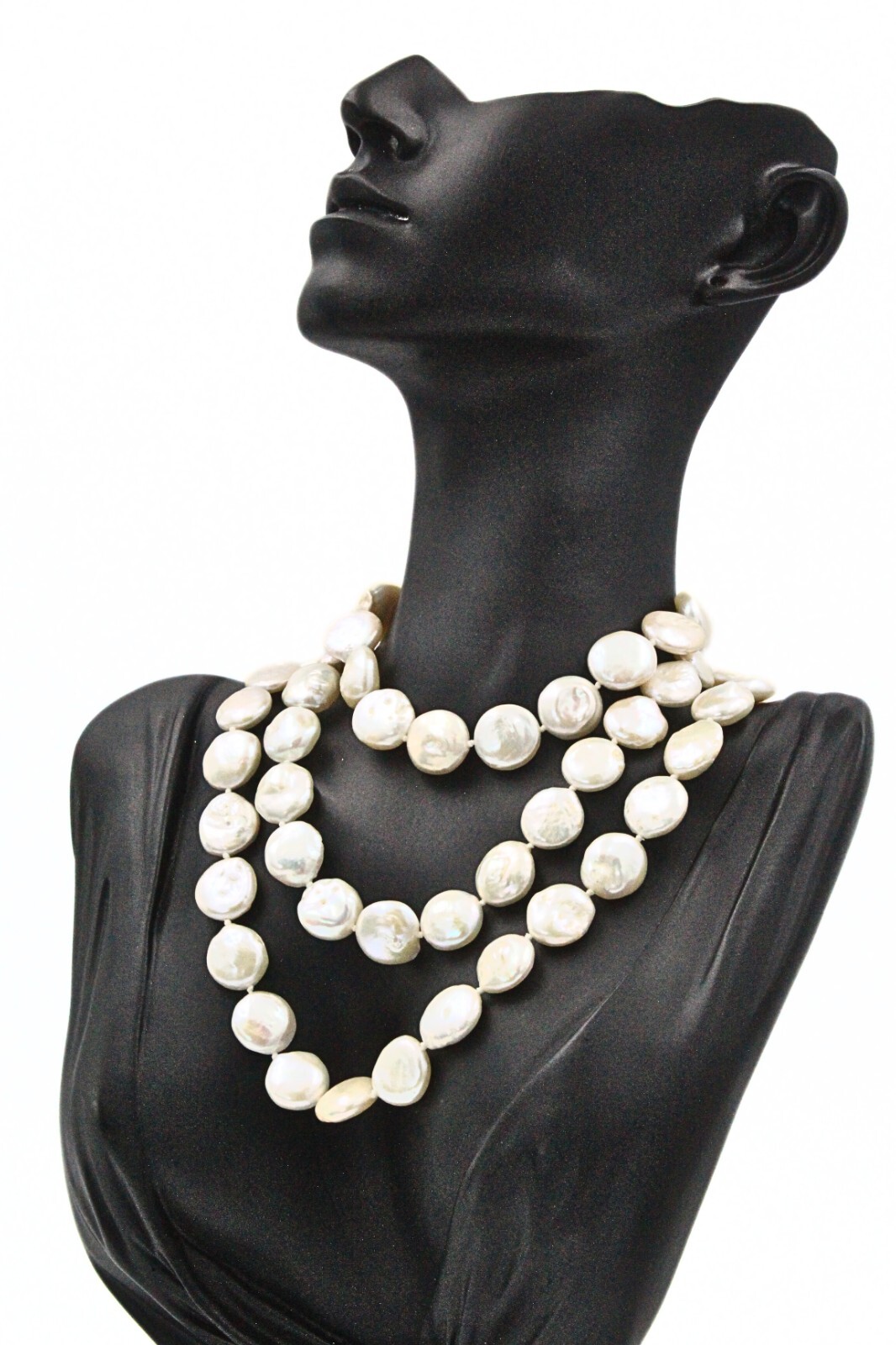 HSN Lucas Lameth Sterling Silver Flat Round Biwa Freshwater Pearl Necklace