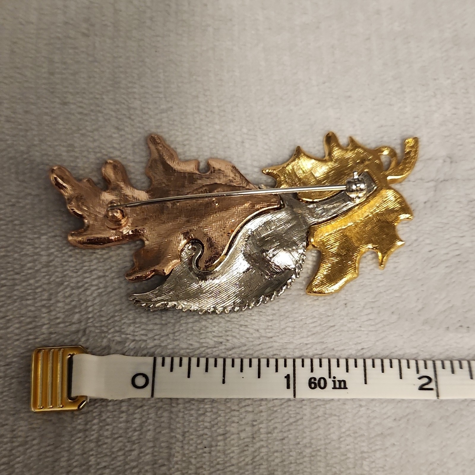 6pc Leaf Brooch & Pin Mixed Lot Gold Tone Metal Enamel White Blue Green