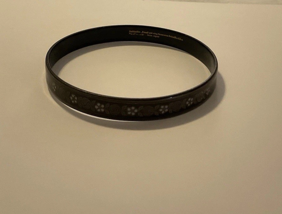 Michael Frey Enamel Bangle With A Black Enamel Finish And Delicate Flowers