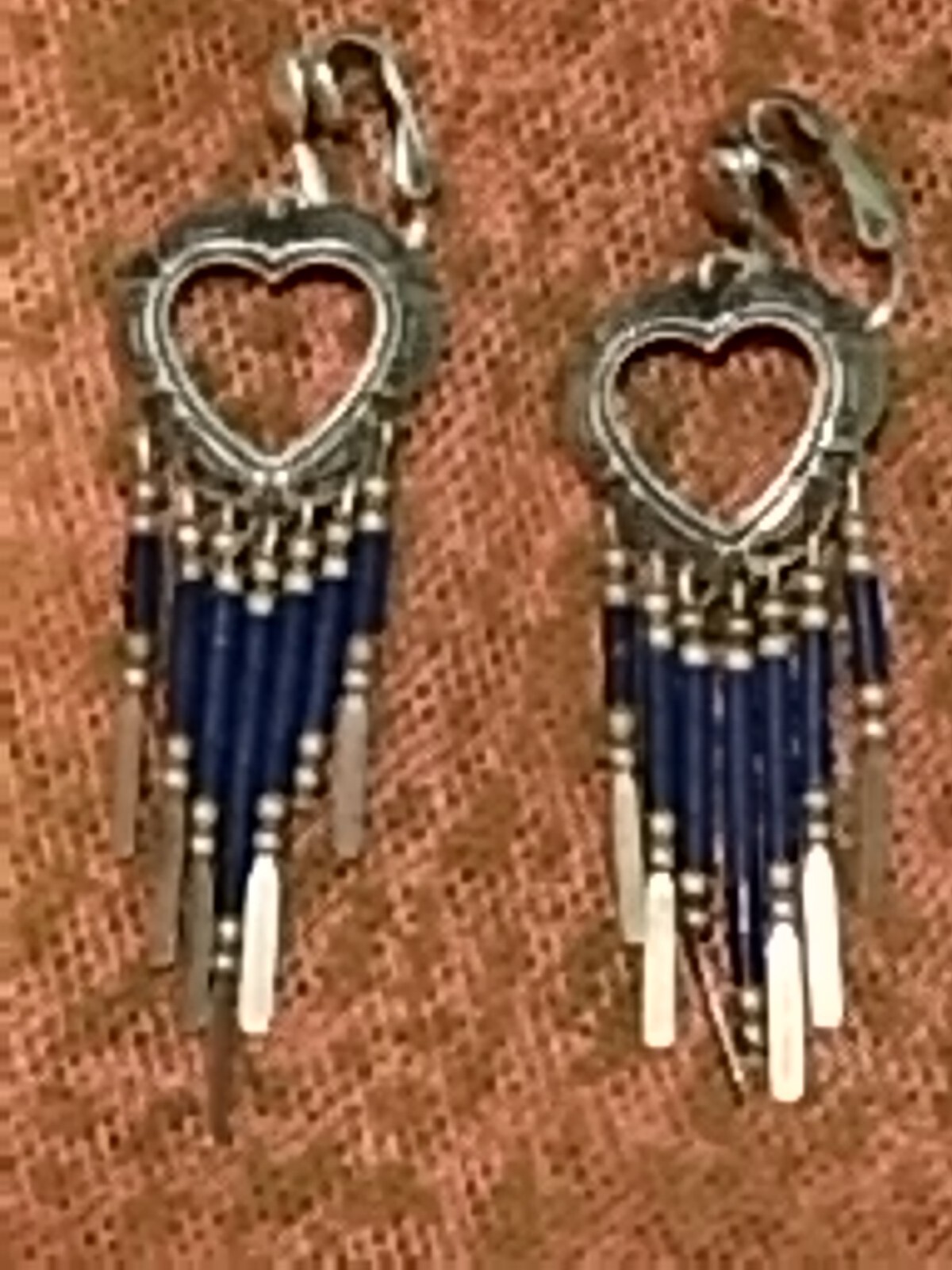 Gift Vintage Clipon Silver Western Heart Earrings *See Description*