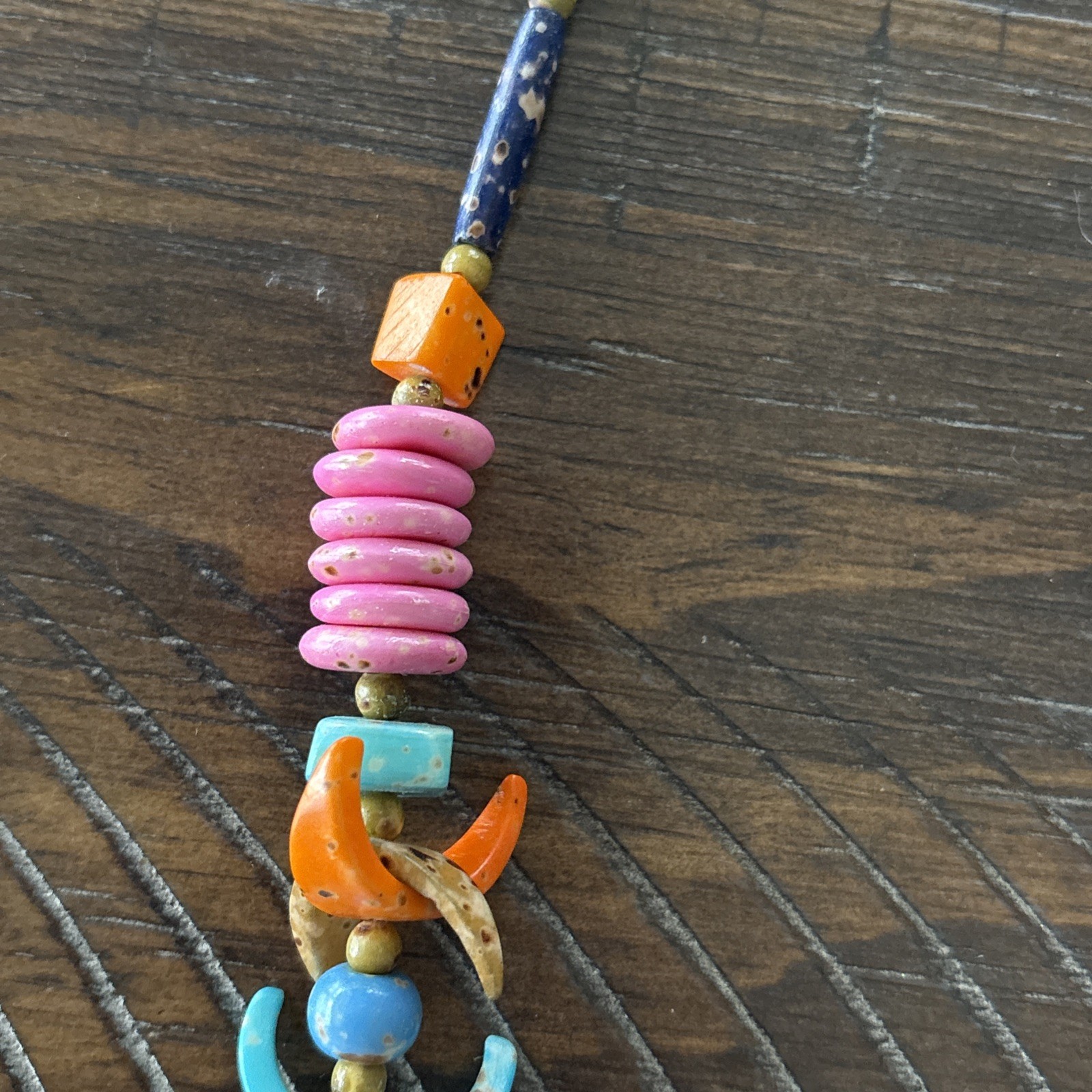 Vintage Bohemian Unique Statement Necklace Multicolor Beads Stone & Shapes Retro