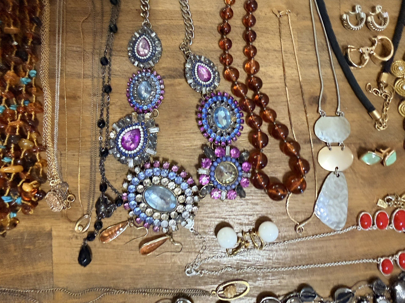 Vintage Modern Costume 99 Pieces Jewelry Lot Signed Necklace Earrings Broach