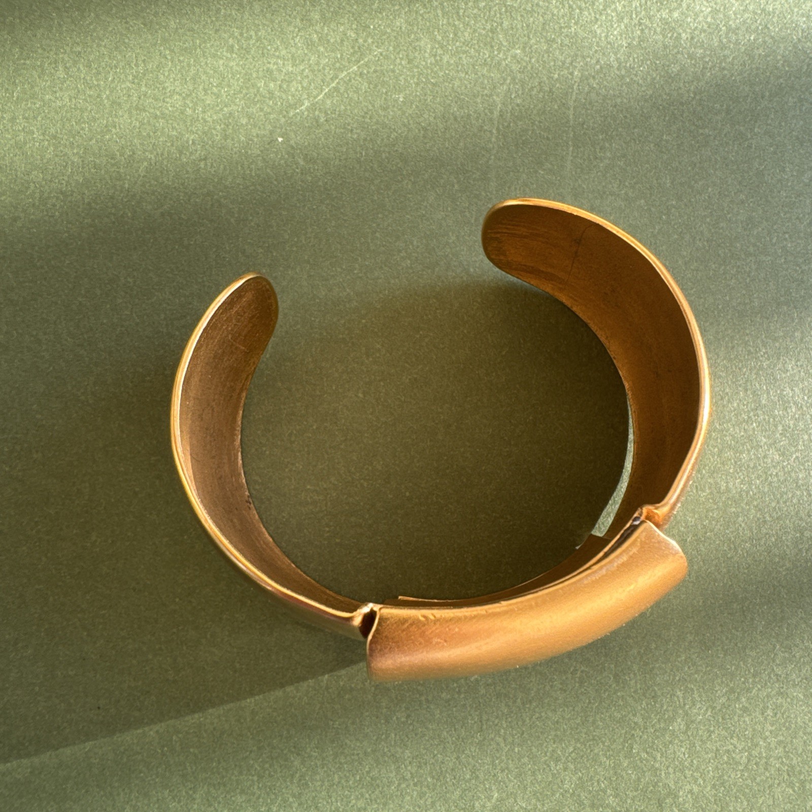 Vintage Monet Gold Tone Wide Segmented Cuff Bracelet – Satin Finish