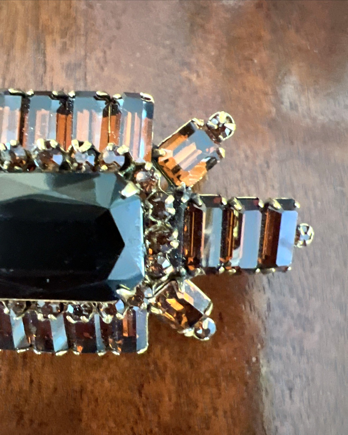 VTG. SIGNED ORIGINAL by ROBERT AMBER RHINESTONE BROOCH / RARE DESIGN