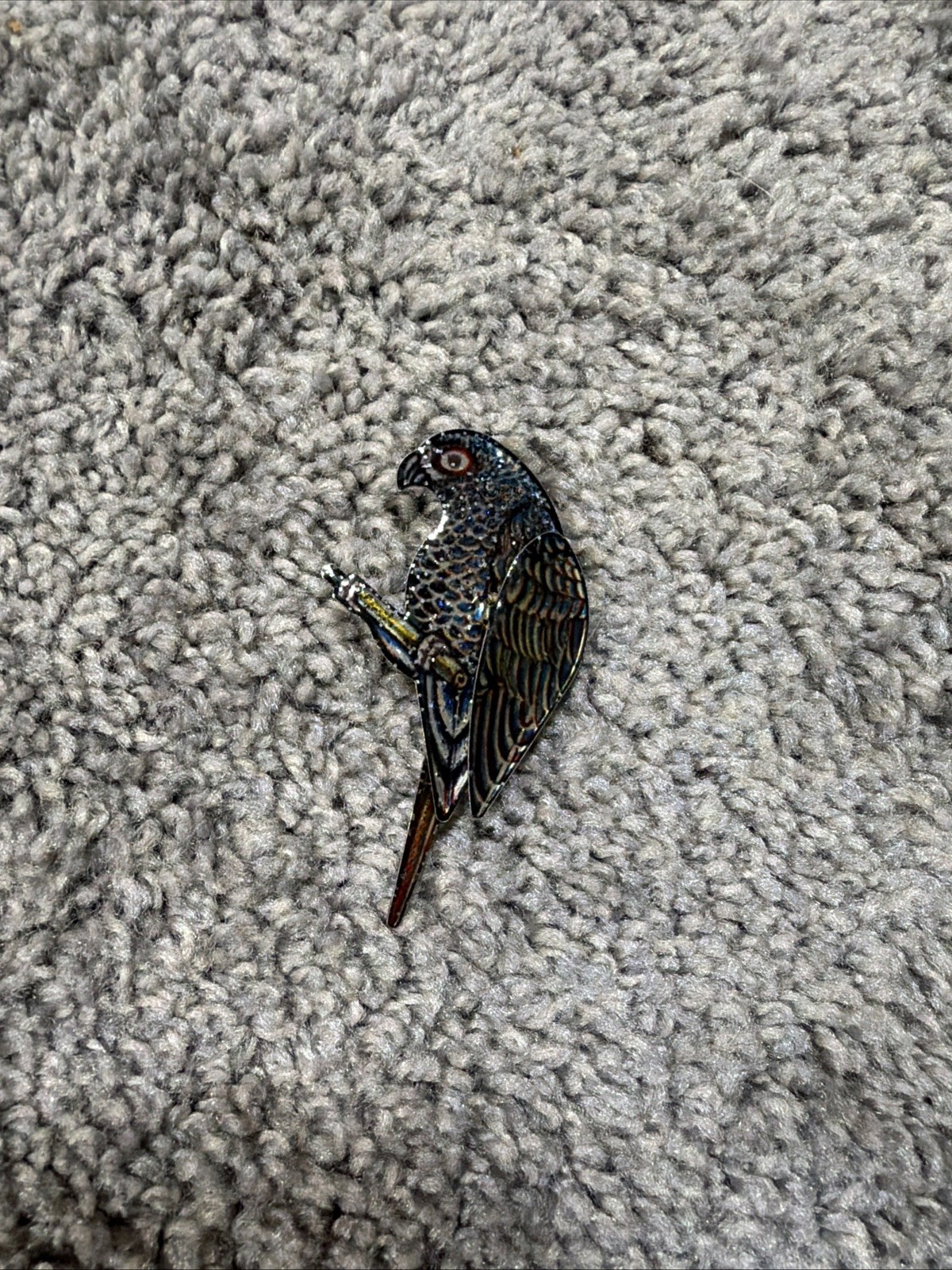 Vintage Brass Colorful Parrot Brooch Pin