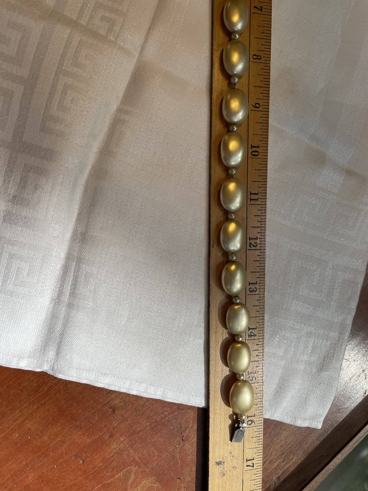 Vintage Sterling Silver Champagne Pearl Disk Necklace 16″