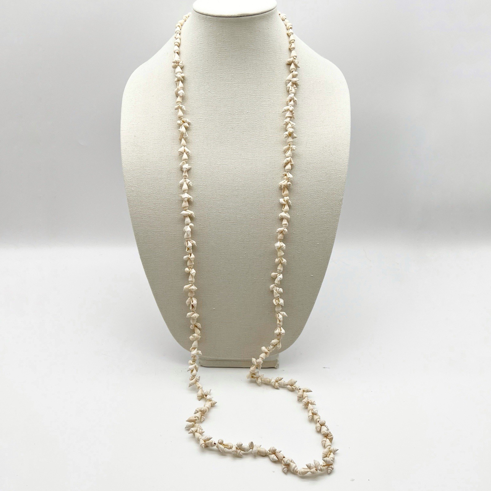 Shell Necklace Vintage Seashell Hawaiian Long Single Strand Wrap 52” Natural