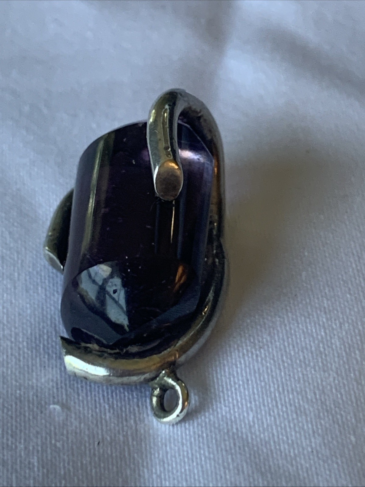 Vintage One Of A Kind Handcrafted Large Amethyst Stone Pendant-Metal Unknown