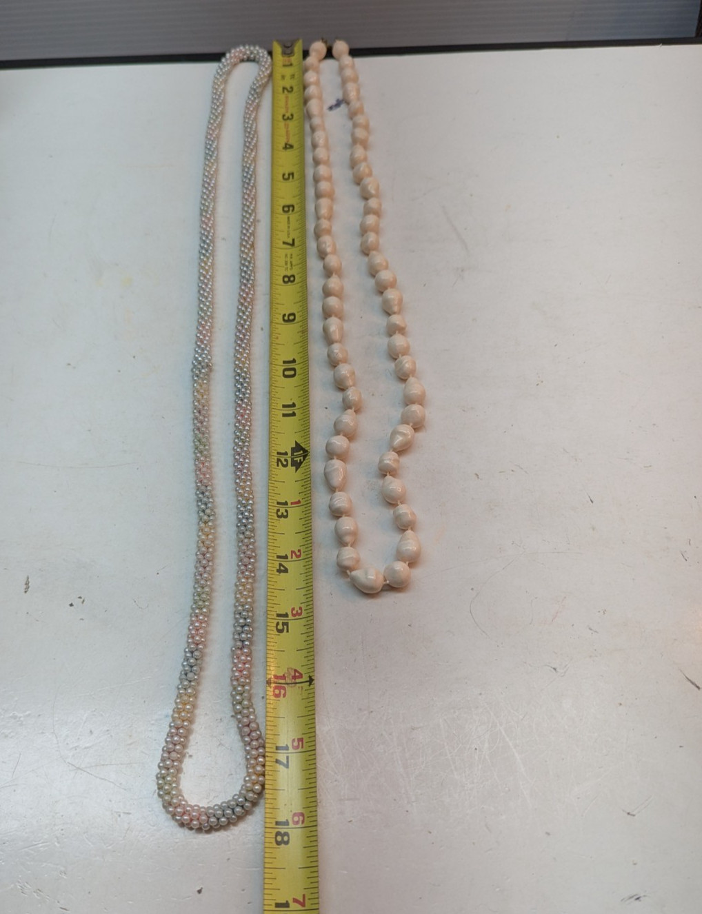 LOT OF 2 White Necklace Cluster Popcorn Twisted Faux Pearl and Seashell Beads