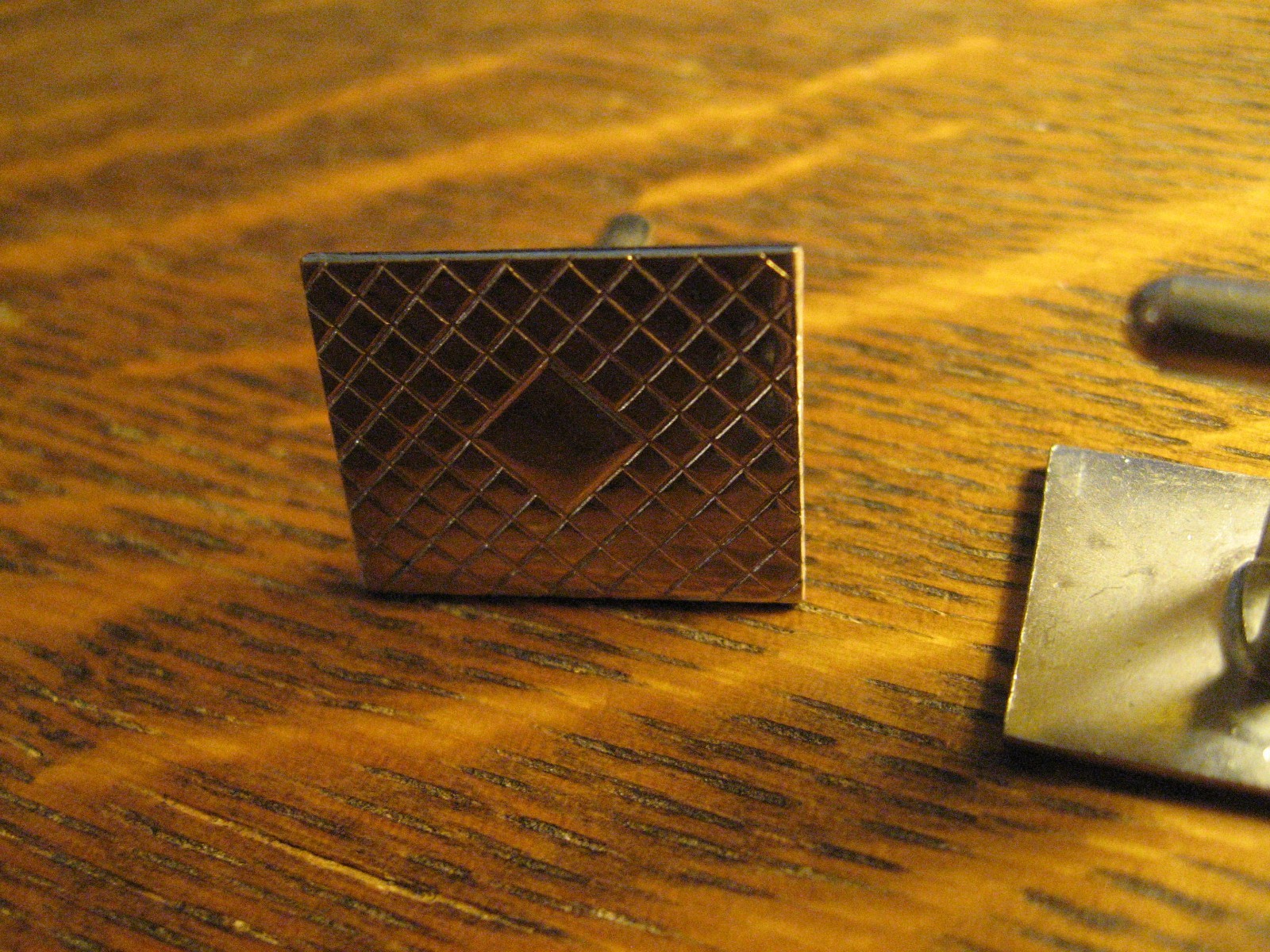 Cufflinks Vintage 1960’s Old Chrome Silver Lozenge Diamond Rectangle Retro Style