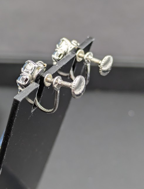 Vintage Rhinestone Bracelet Earrings Set Blue Crystal Silver Tone