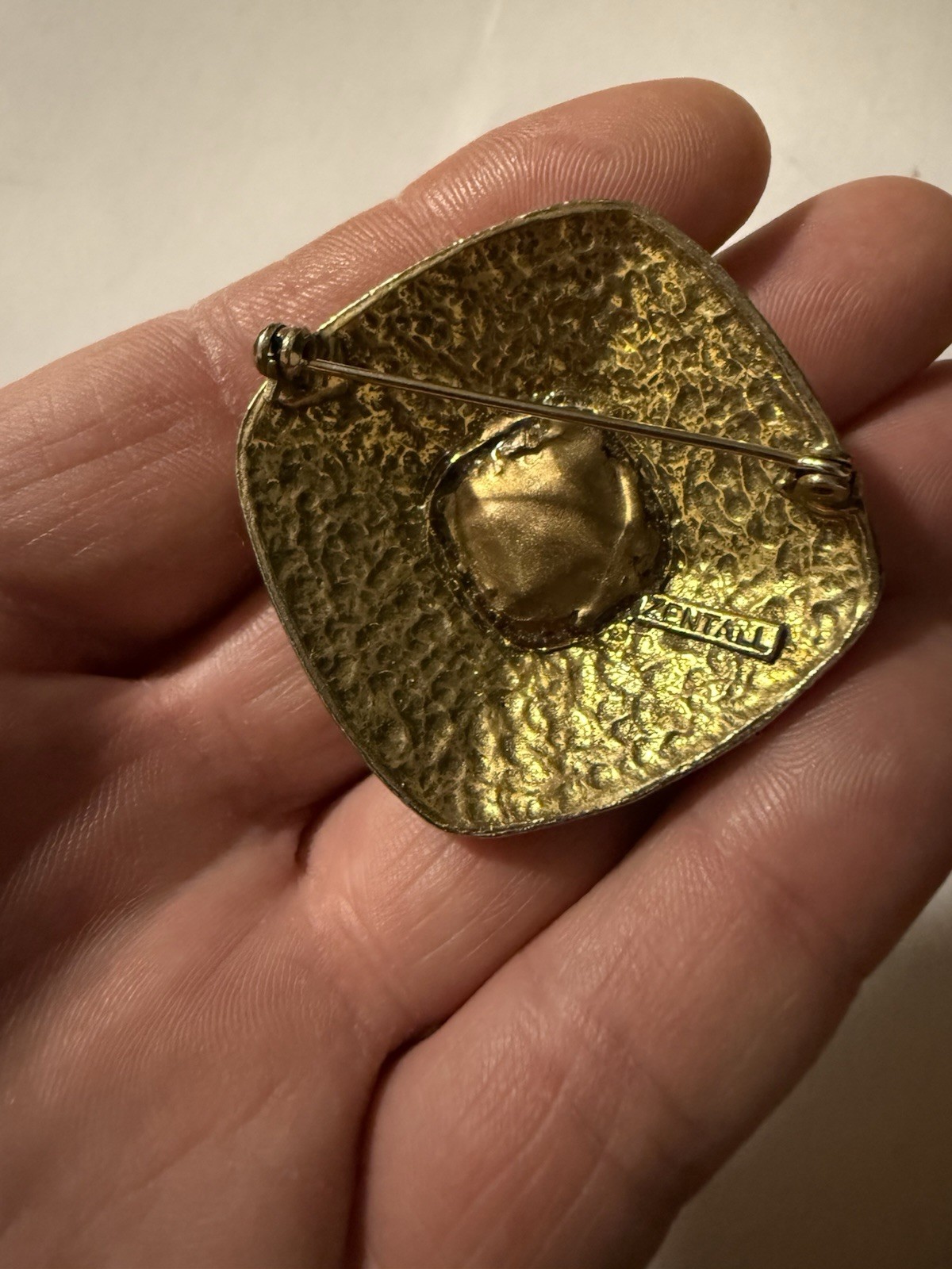 Vintage Zentall Brooch MCM Gold Toned 1 5/8” X 1 5/8”