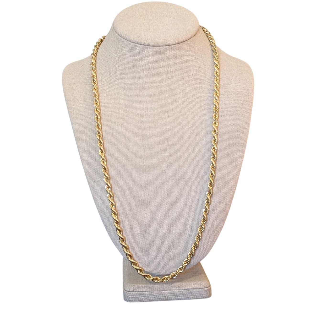 Vintage Monet Gold Tone 5mm Rope Chain 27″ Necklace W/ Sister Clasp