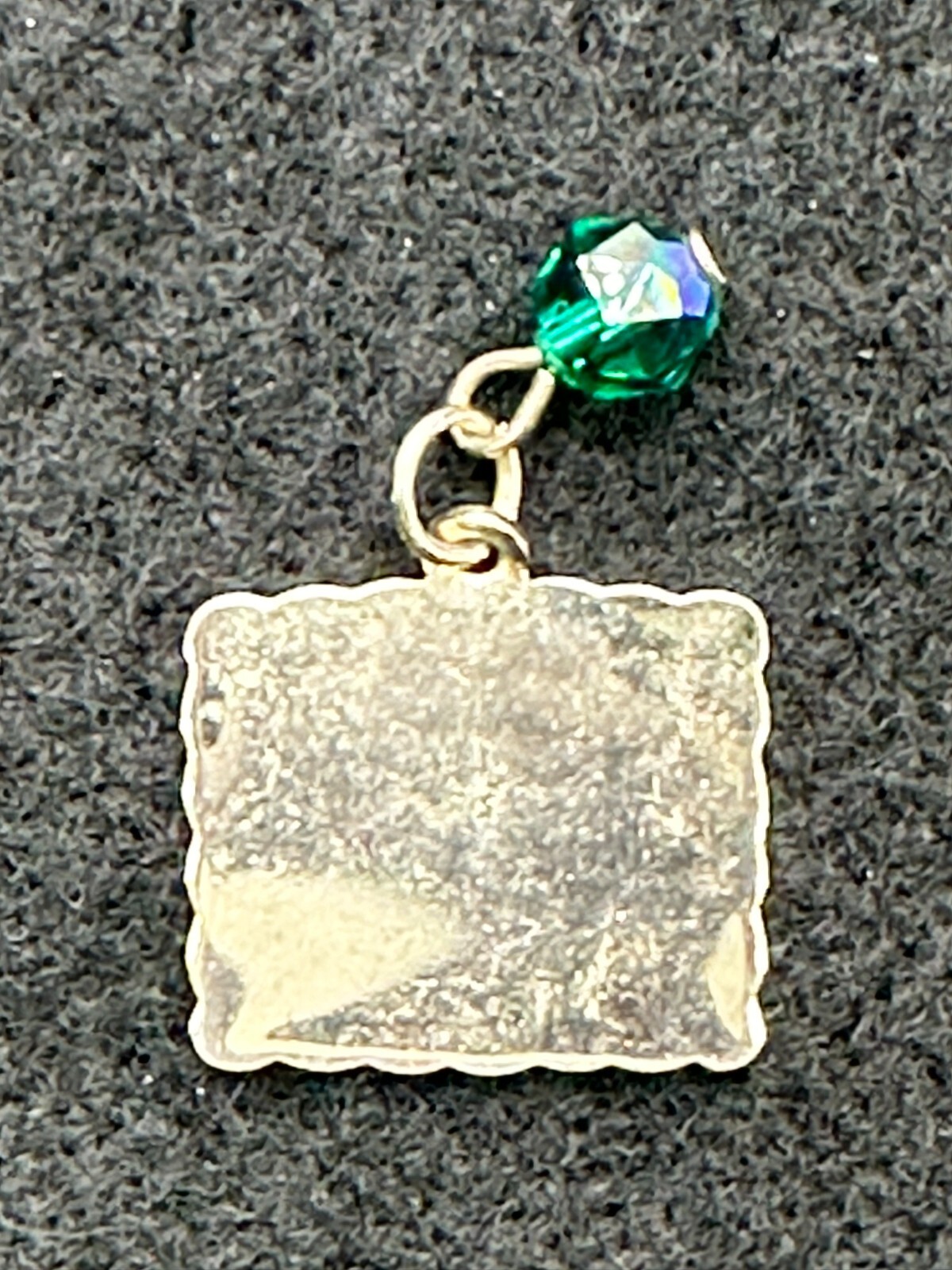 Happy Birthday May Green Birthstone Silver Tone Plaque Hanging Charm Pendant