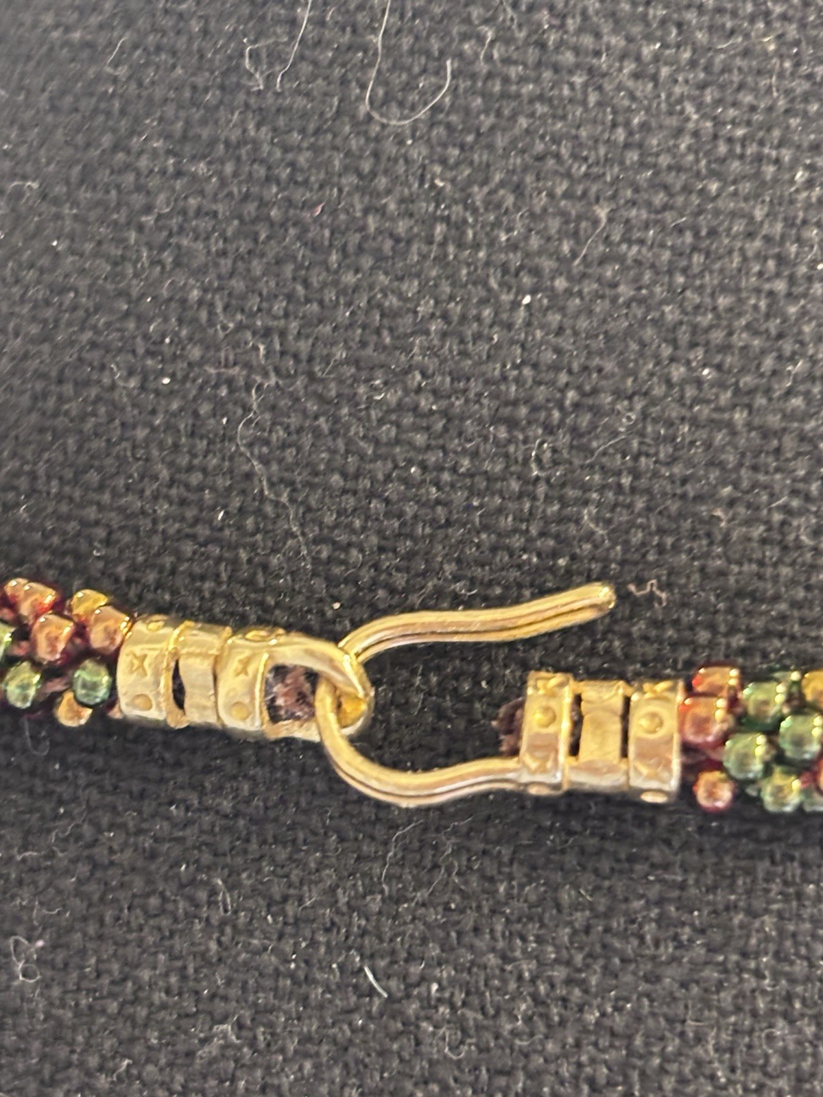 Vintage Handmade Seed Bead Necklace With A Gold-Toned Hook And Eye Clasp