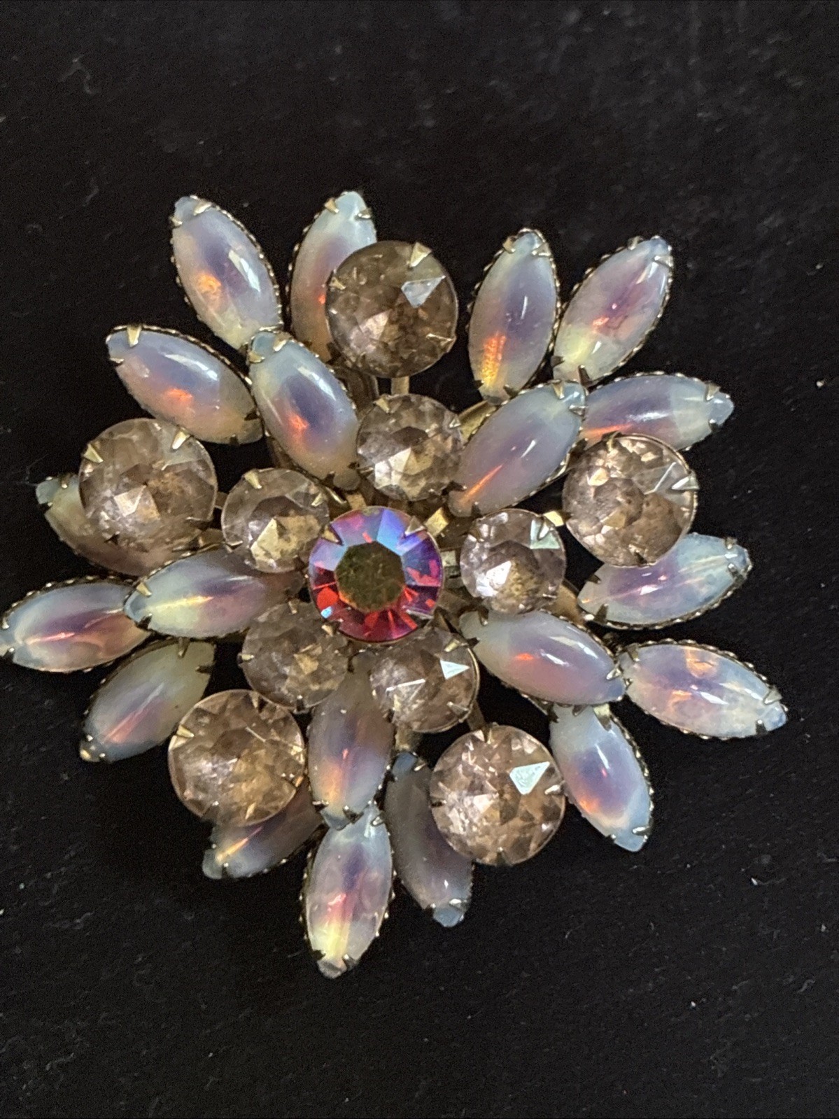 Pink And Light Blue / Purple Aurora Borealis Vintage Brooch Pin