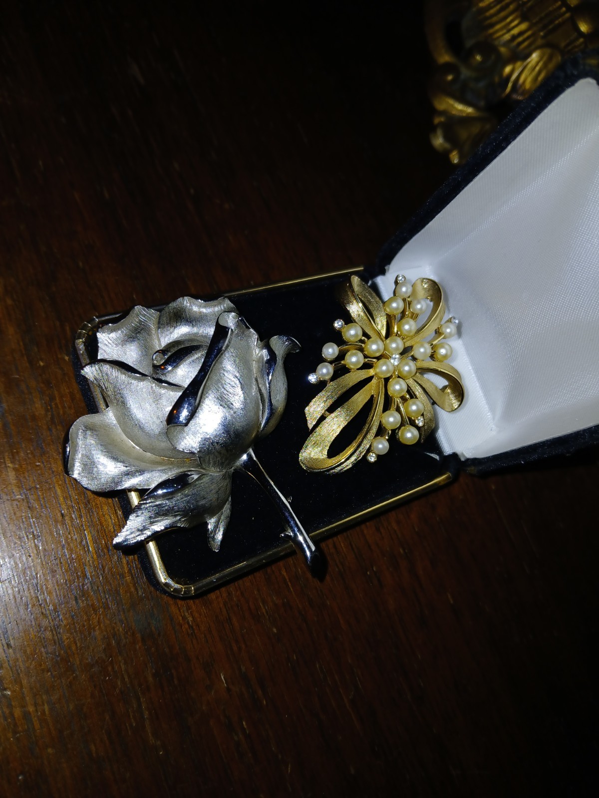 Vintage Crown Trifari Flower And Cross Brooch