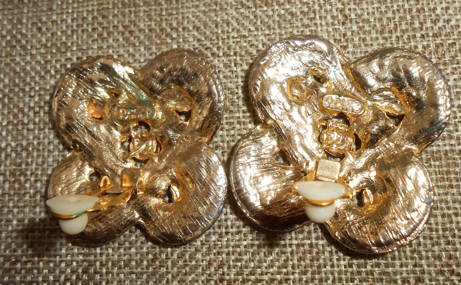 Vintage ORENA PARIS Signed Infinity Knot Moghul Jewels of India Earrings E54
