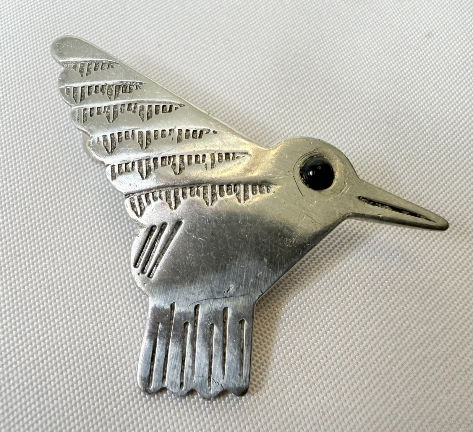 Vintage JJ JONETTE Silver Tone Pewter South Western Bird Pin Brooch 1988