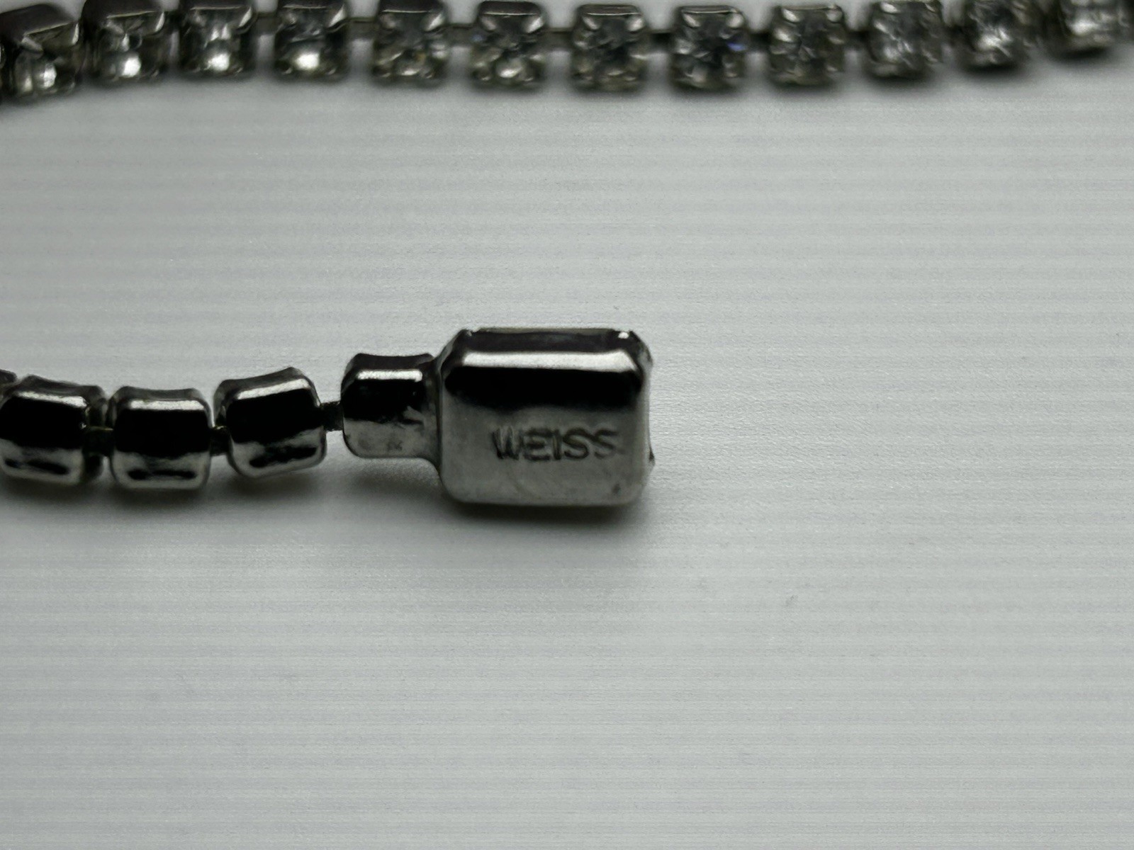 Vintage – Weiss Necklace – Round And Emerald Cut Clear Rhinestones.