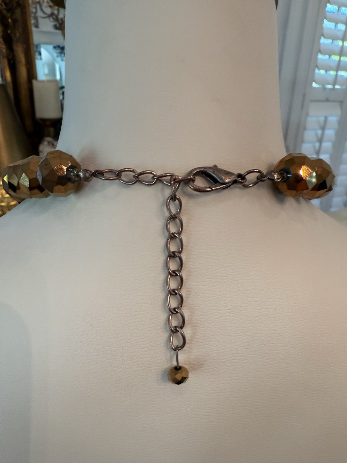 Bronze Crystal Bead Necklace With Cluster.. Beautiful For Fall