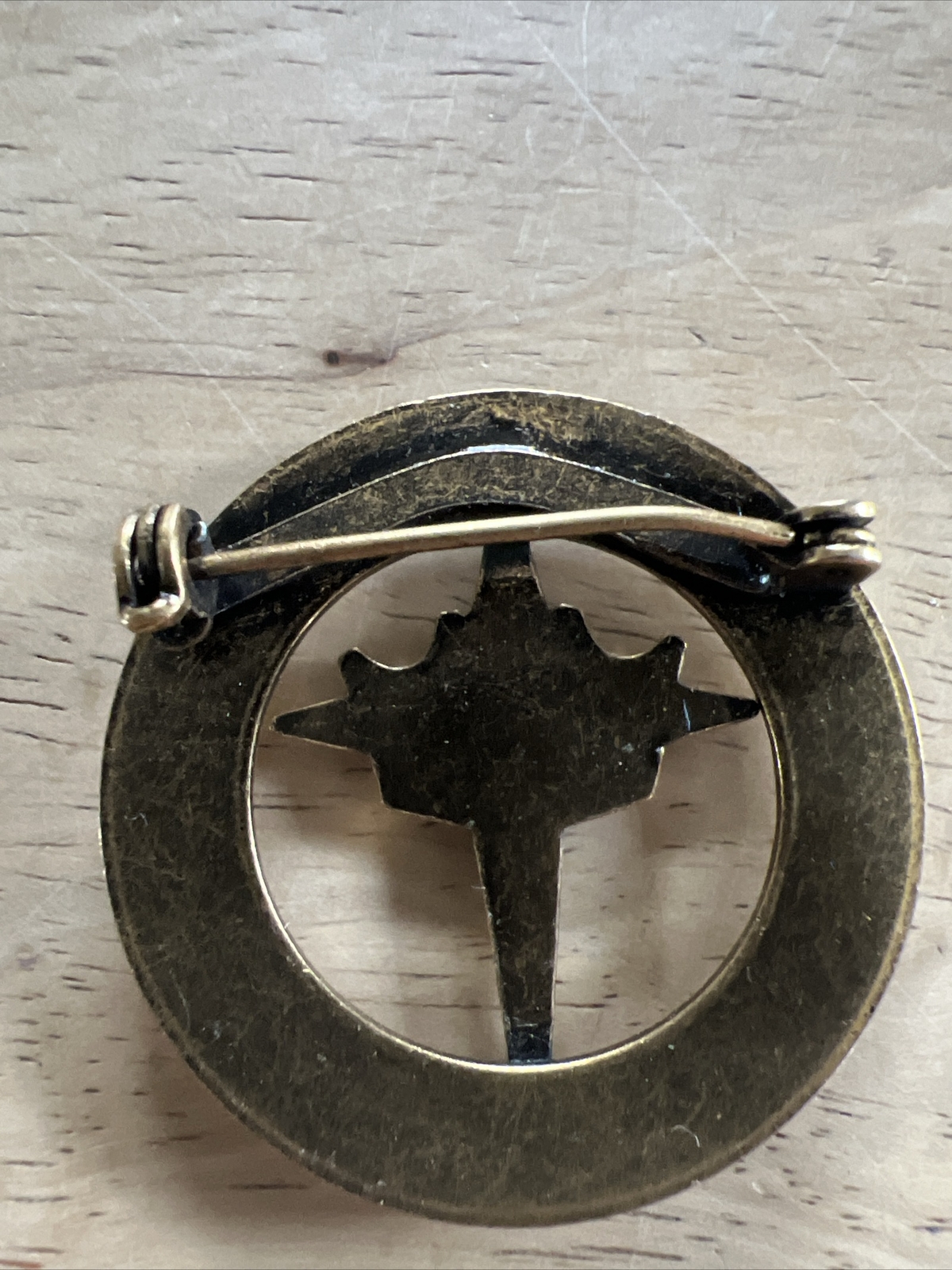 Vintage Round Metal CW C BPW BP C VM Cross/Crown Brooch Pin