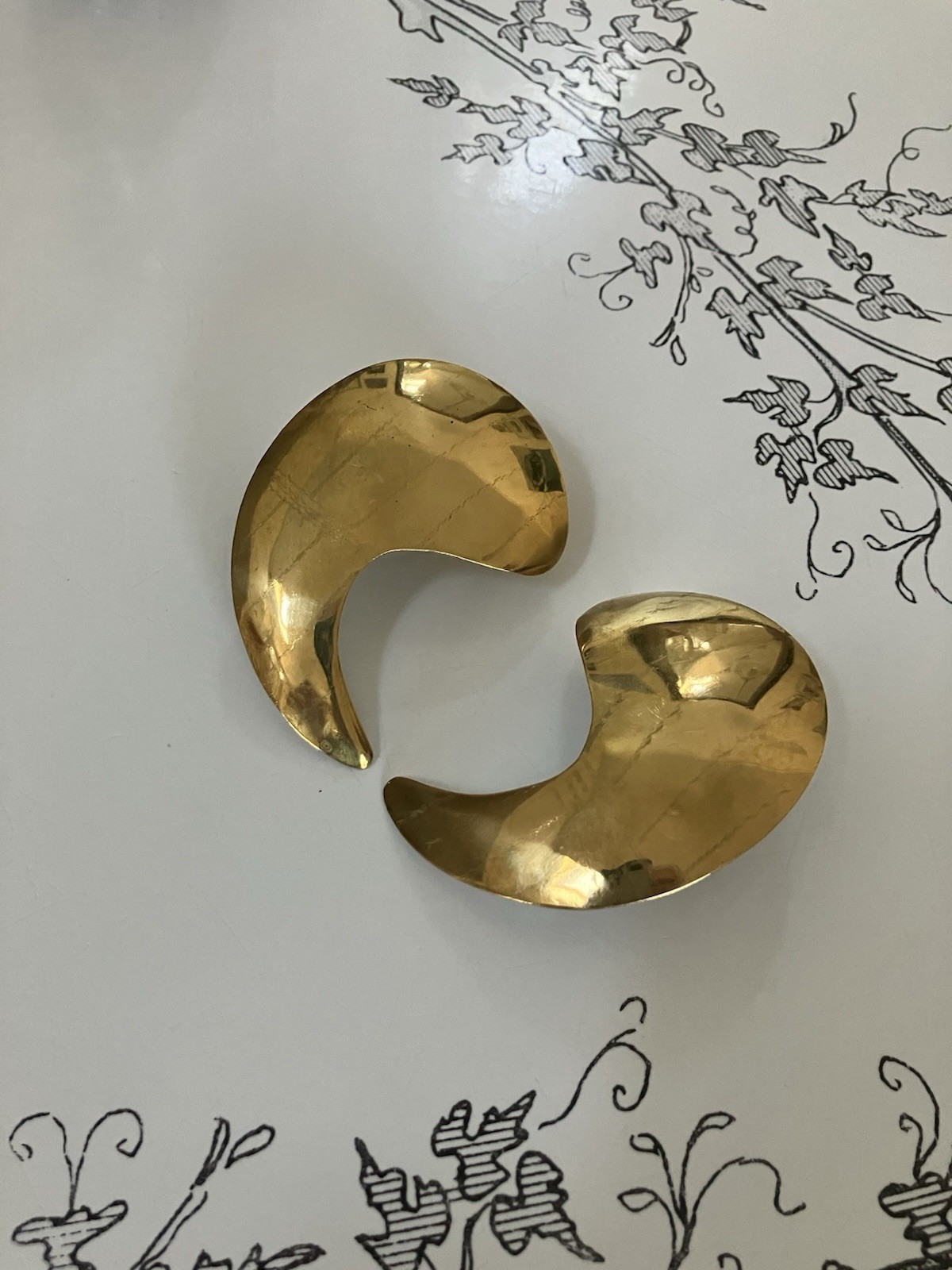 Vintage Brass Earrings-Lot Of 3- Statement Pieces