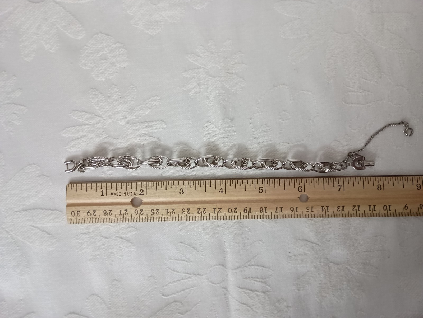 Vintage Monet Silver Plated Chain Link Starter Charm Bracelet