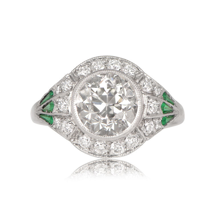 Art Deco 2 CT White Round Cut Simulated Diamond Antique Style Ring In 925 Silver