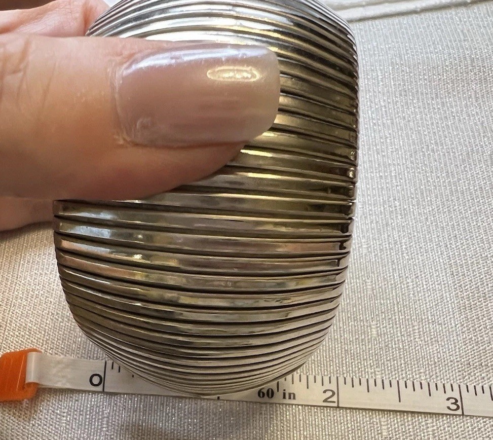Vintage Modernist Heavy Bronze Italian Silver-tone Wide Cuff Bracelet