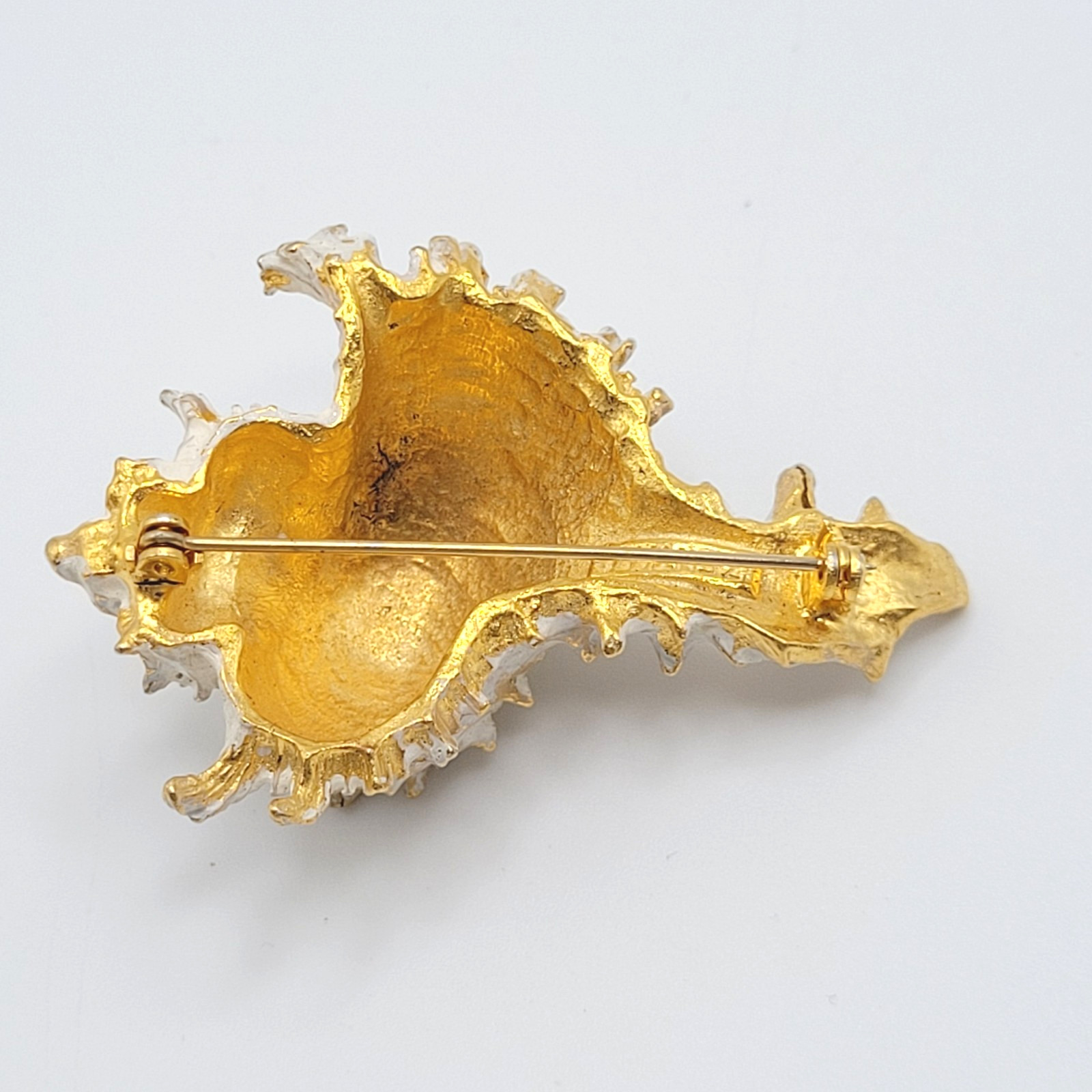 Zentall Gilded Branched Ramose Murex Spiked Conch Vintage Brooch Pin Rare