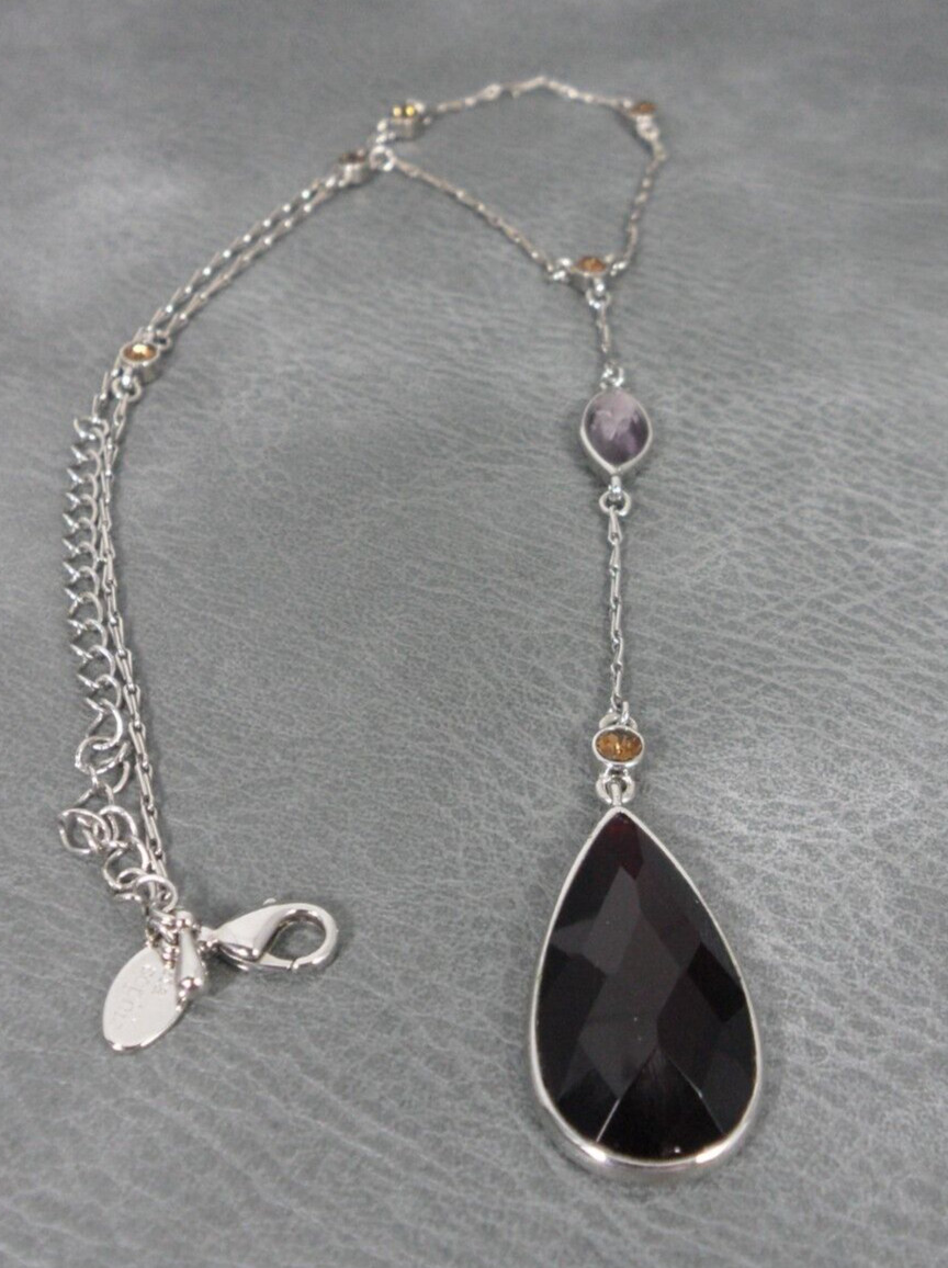 Lia Sophia Lavalier Necklace Georgian Y Drop Edwardian Teardrop Pendant Station