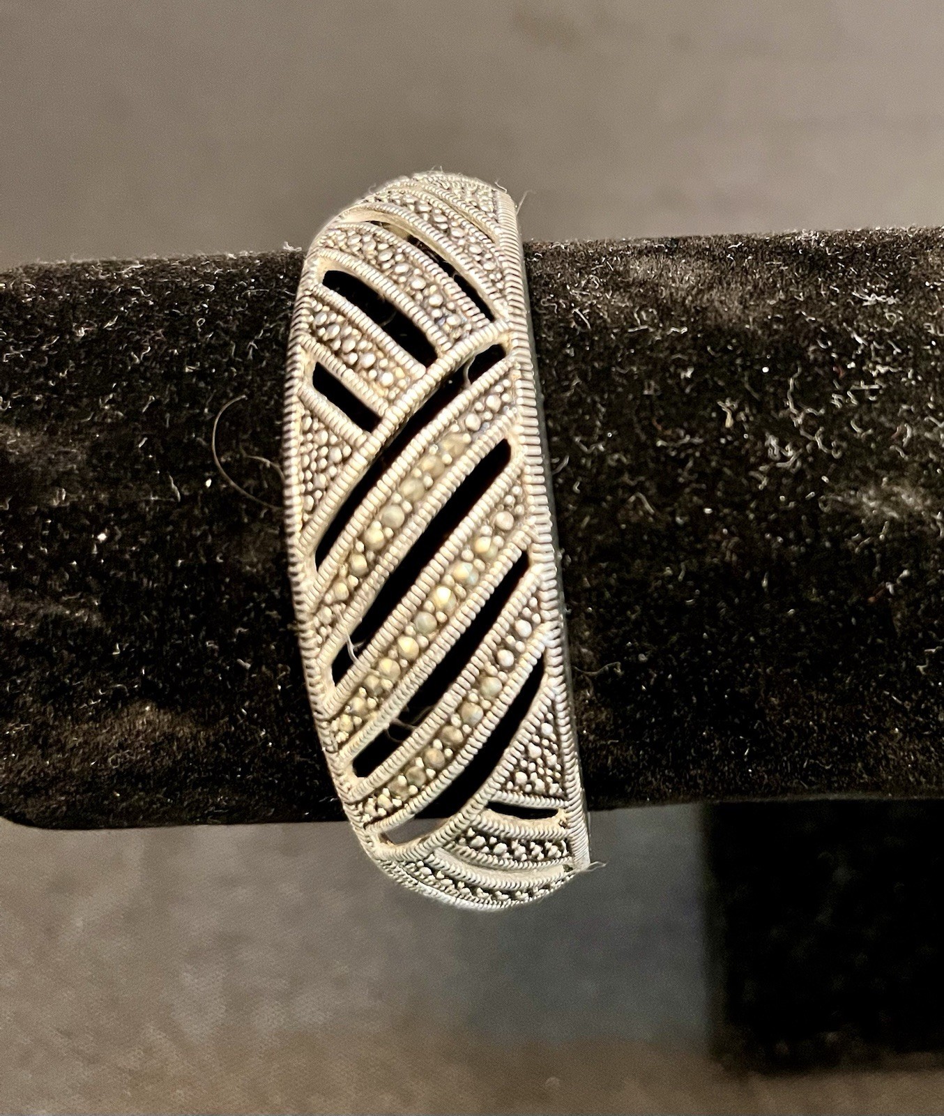 Marsala Marcasite Bracelet Silver Color Art Deco Geometric New In Box Cuff