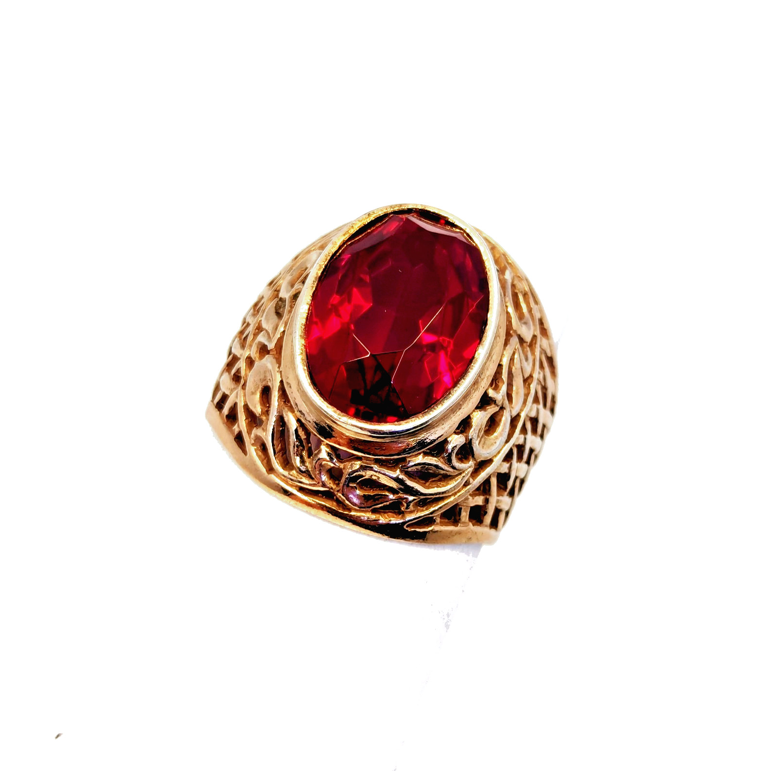 Vintage Soviet RING Silver⭐875 stamp Star USSR with Large Ruby -8US (18.5mm)| #8