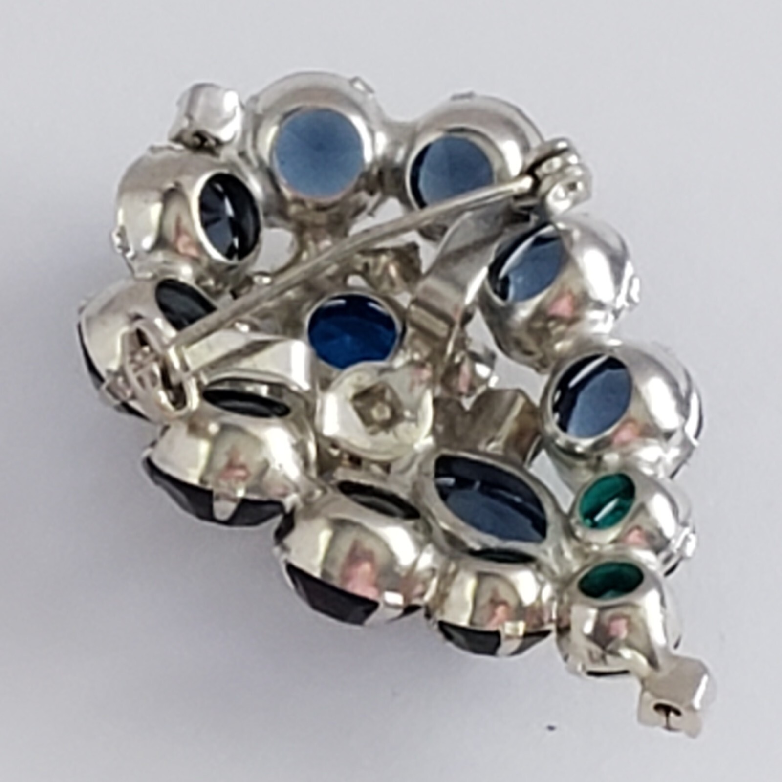 Womans Vintage Jewel Pin Brooch Blue Green Violet Rhinestone