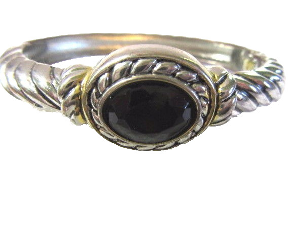 SILVER TONE SCALLOPED CARVED METAL WITH BLACK CABOCHON HINGED CLAMPER BRACELET