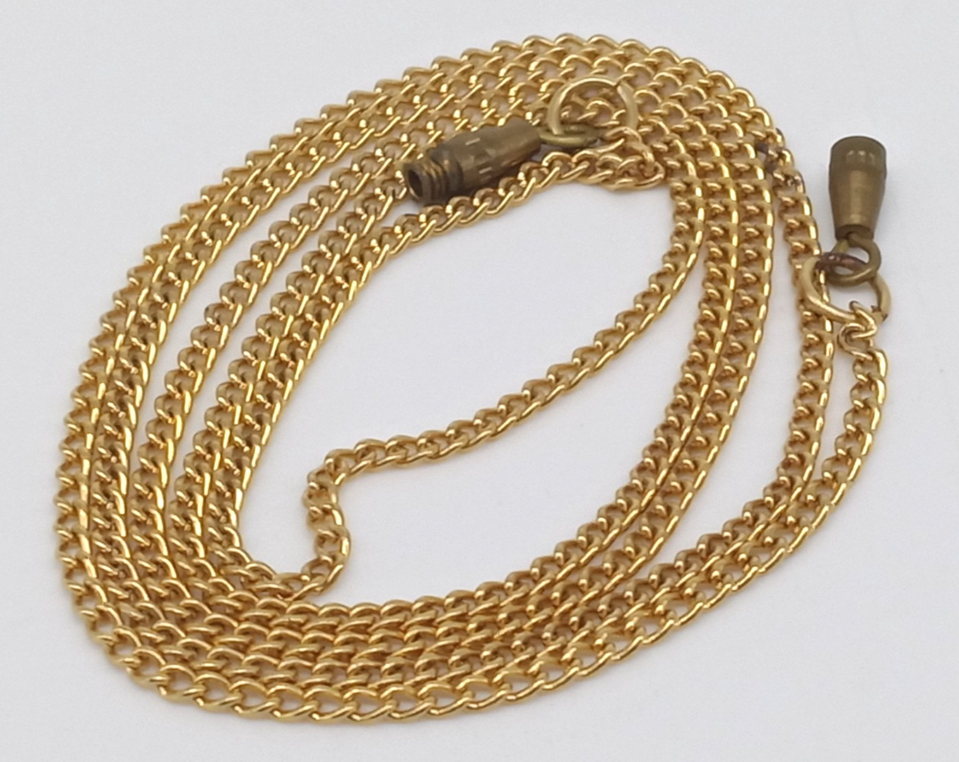 Gold Tone 23.5″ Thin Curb Link Chain Necklace Delicate Minimalist Barrel Clasp