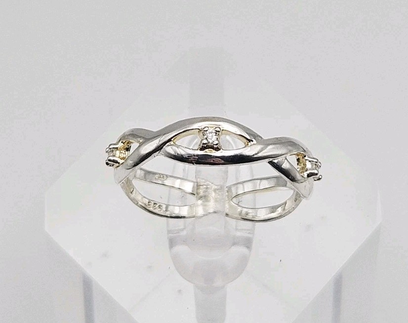 Charles Winston CW Sterling Silver CZ Looped Band Ring Size 8.5