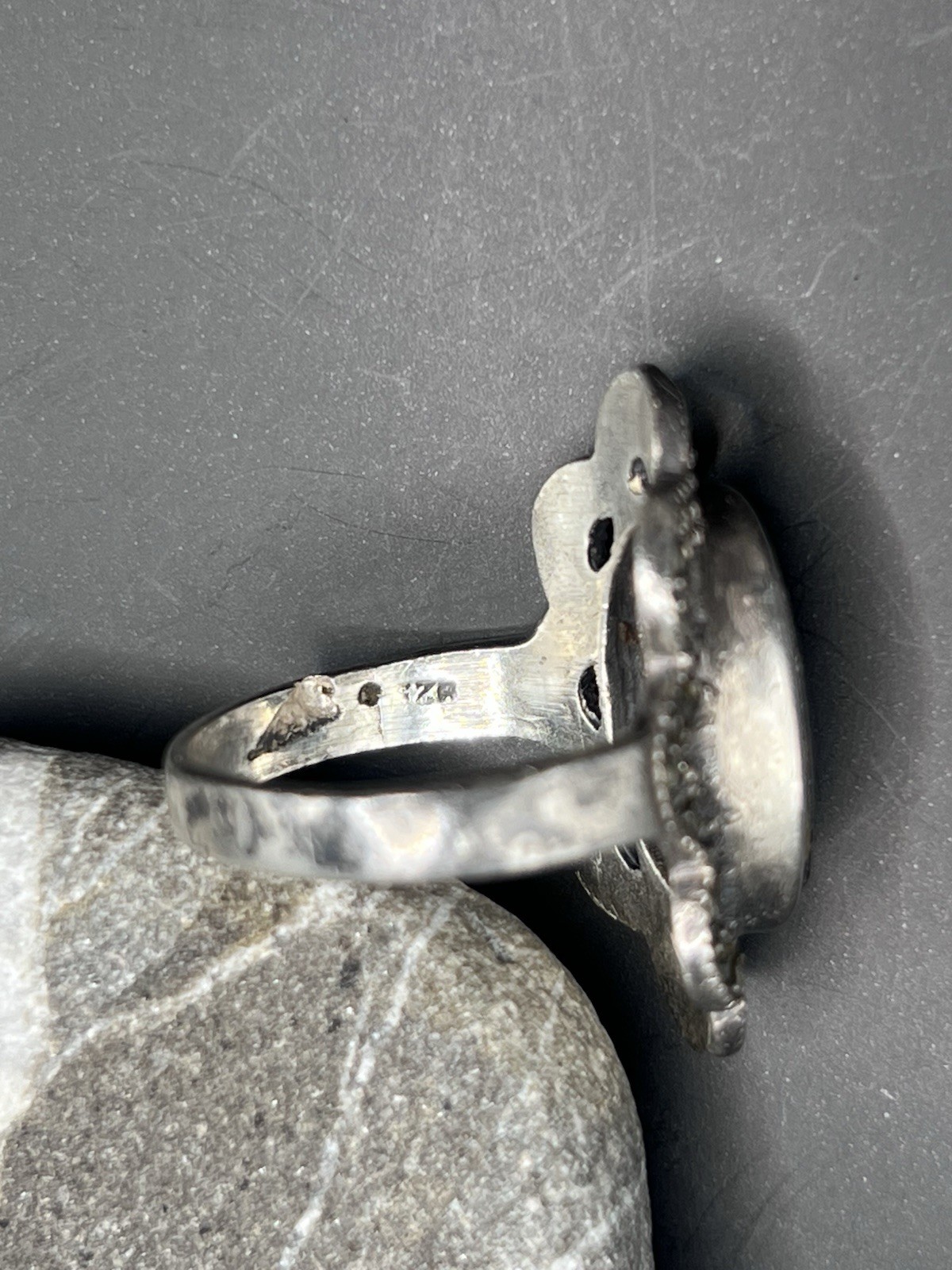 Vintage USSR 925 Silver Ring Black Stone Jewelry Size 7