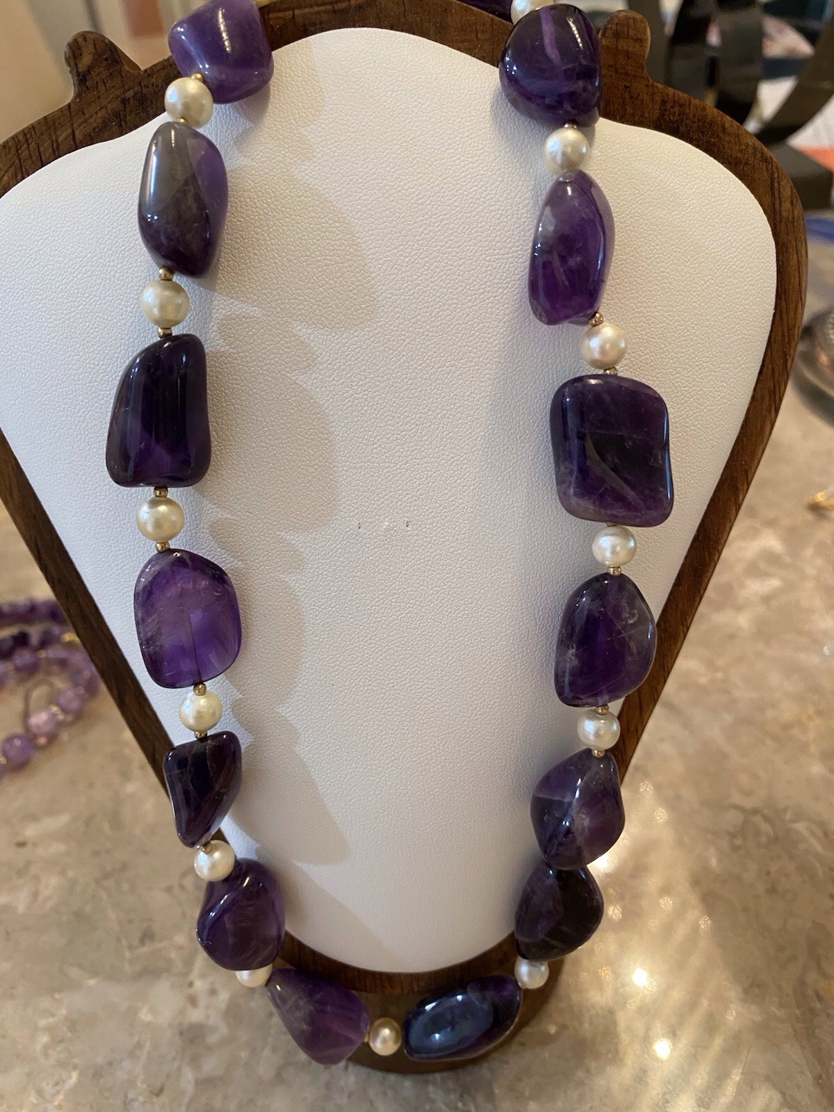 Lot Of 3 Genuine Vintage Amethyst Bead Necklaces